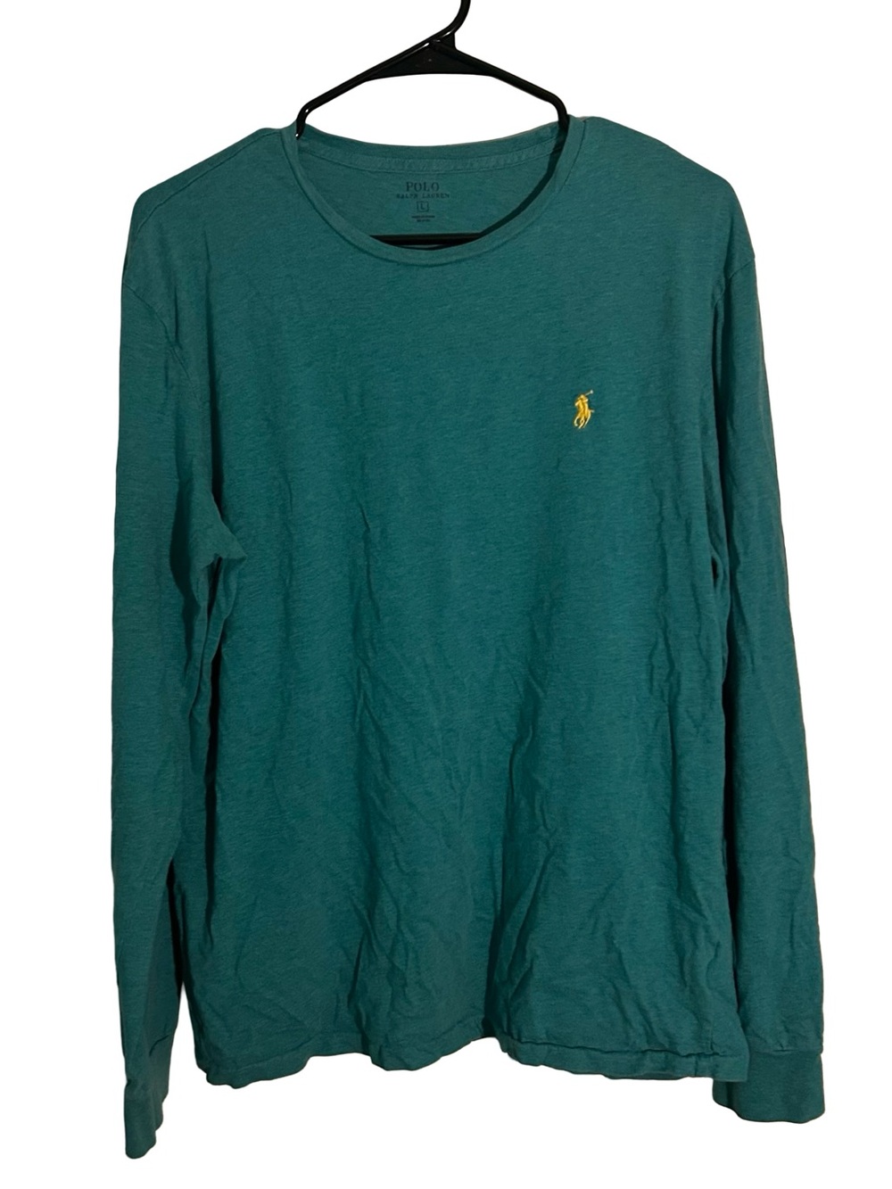 Polo by Ralph Lauren Teal Long-Sleeve Crewneck with Yellow Pony